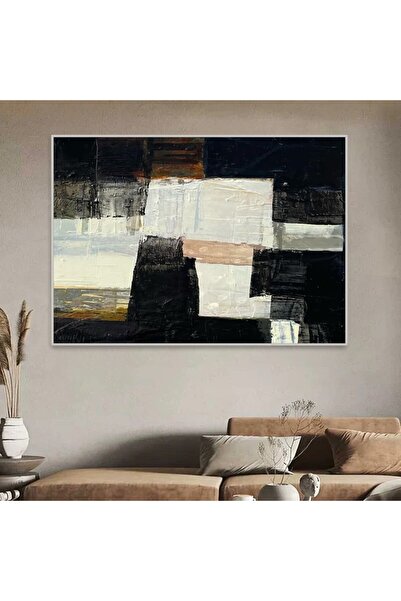 4gdran لوحة قماشية بتصميم الفن التشكيلي مع برواز فضي مجوف