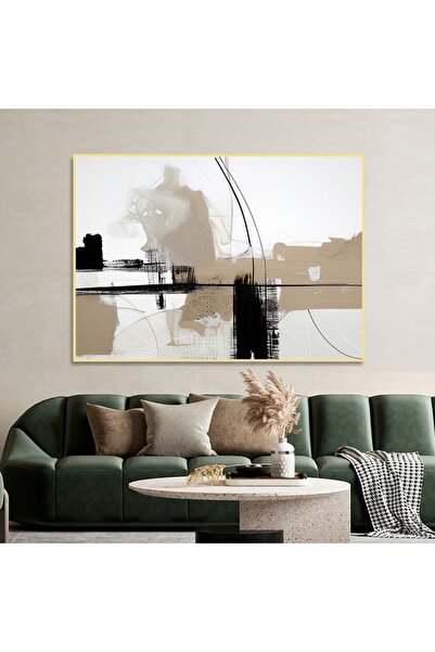 Marktna لوحة قماشية بتصميم الفن التشكيلي مع برواز ذهبي مجوف