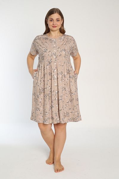 ROMEO LİFE Women's Plus Size Cotton Viscose Fabric Pattern Printed Summer Dress 7661-B