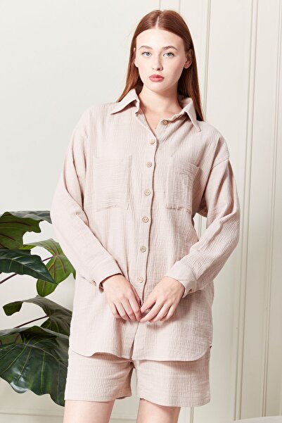 MAKSEN TEKSTİL 100% Cotton Fabric Cool Women's Shirt