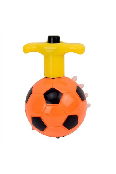 dalimag Jucărie automată care se rotește, formă de minge de fotbal, muzică, lumini, portocaliu, 8 cm