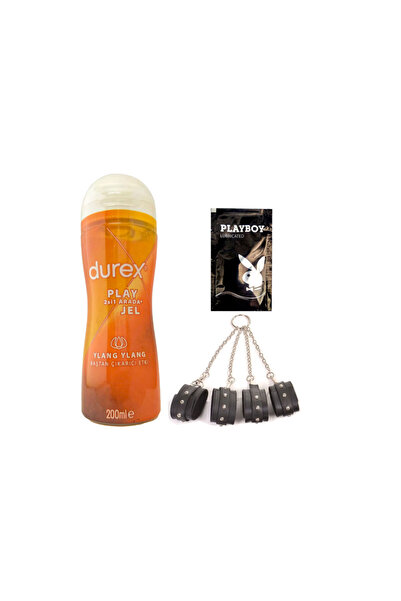 Durex Play İsteklendirici & Kayganlaştırmaya Jel 200 ml + Siyah Deri El ve Ayak Kelepçesi + Hediye