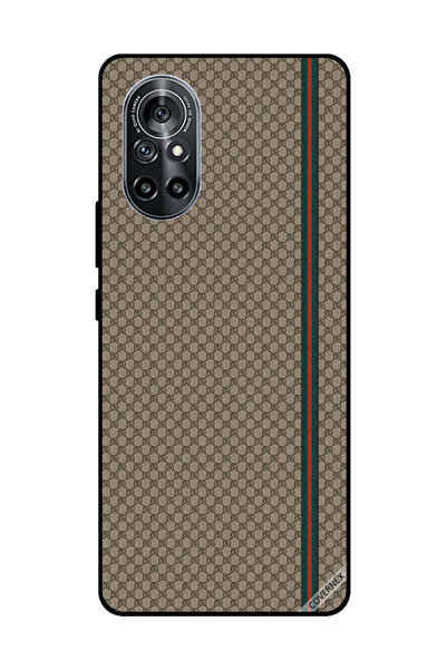 Covernex غطاء حماية لهاتف هواوي نوفا 8 5G بخطوط حمراء وخضراء على نمط بني