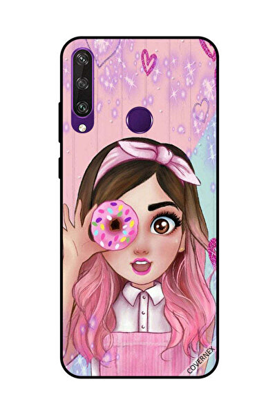 Covernex Protective Case Cover For Huawei Y6P Cute Little Girl Holding Donut