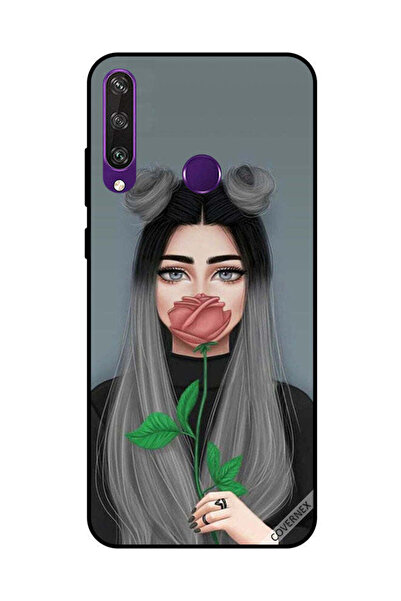Covernex غطاء حماية لهاتف هواوي Y6P بطبعة فتاة لطيفة تخفي فمها على شكل وردة خ...
