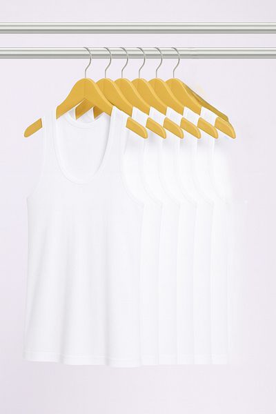 QKK Men's Lycra Bamboo White 6-Pack Undershirt Qi̇2K7L1K9K.6L