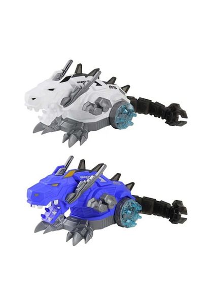 dalimag Set 2 jucării interactive cu dragon, cu lumini, sunete și fum, albastru și alb