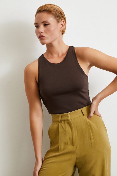 Never more Basic Crop Top Brown