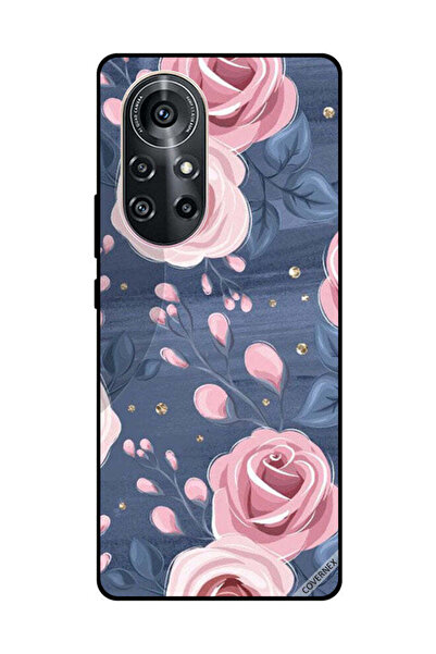 Covernex غطاء حماية لهاتف هواوي نوفا 8 برو 5G بنقشة ورود وردية وأوراق رمادية ...