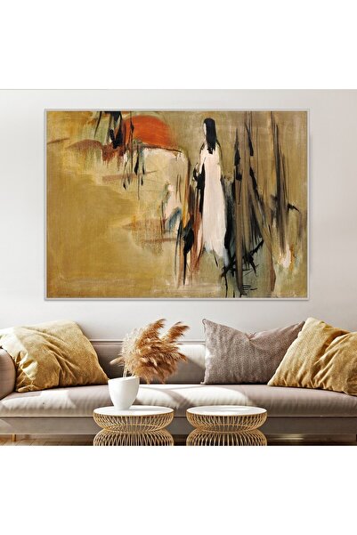 4gdran لوحة قماشية بتصميم الفن التشكيلي مع برواز فضي مجوف