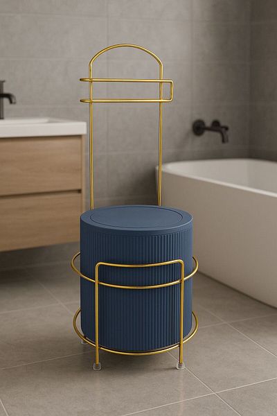 Kitchen Line Luxury Gold Bathroom Wc Toilet Paper Holder Trash Bucket Set Plastic Bucket 6 Liter Stainless Steel