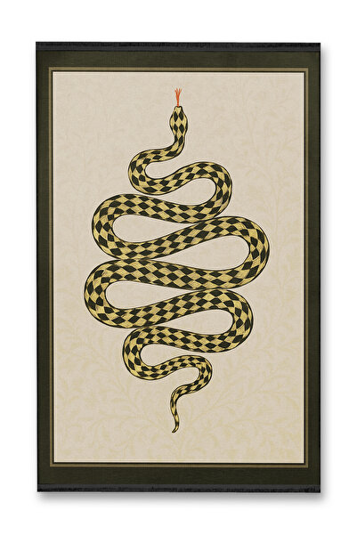 Rugs Modern Halı سجادة موسو ذات حواف مزخرفة ونقوش بيج ونمط ثعبان مع قاعدة منس...