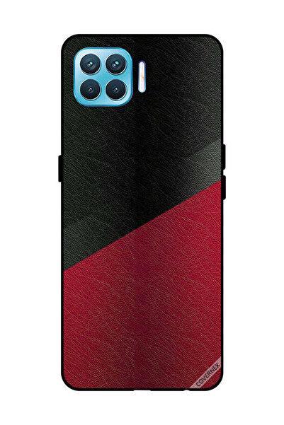 Covernex غطاء حماية لهاتف OPPO F17 Pro بنقشة جلد أسود وأحمر