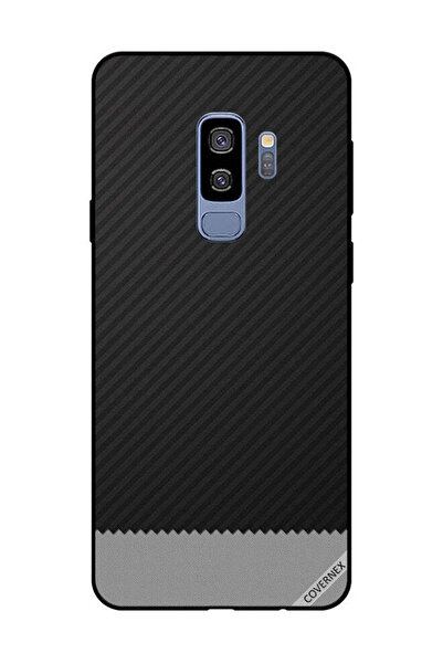 Covernex غطاء حماية لهاتف سامسونج جالاكسي S9 بلس بنمط خطوط سوداء ورمادية