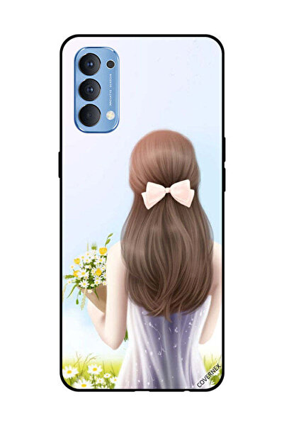 Covernex غطاء حماية لهاتف OPPO Reno 4 4G، فتاة جميلة تحمل الزهور