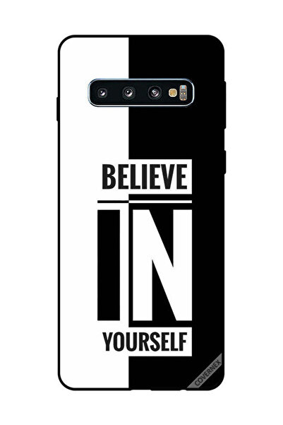 Covernex غطاء حماية لهاتف سامسونج جالاكسي S10 - ثق بنفسك - أسود وأبيض