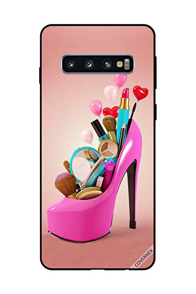 Covernex غطاء حماية لهاتف سامسونج جالاكسي S10 حذاء وردي مع أدوات مكياج