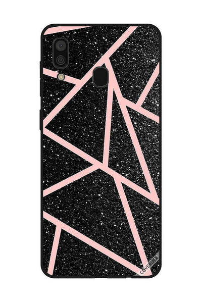 Covernex غطاء حماية لهاتف سامسونج جالاكسي A30 - أسود لامع، بنقشة مسارات وردية...