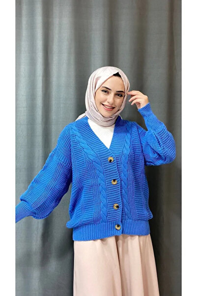 POİNE Tricotaj cu mâneci balon împletite de păr Cardigan de iarnă pentru femei