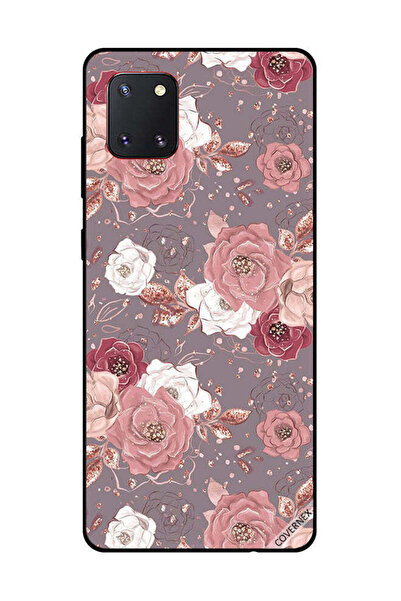 Covernex غطاء حماية لهاتف سامسونج جالكسي نوت 10 لايت، لون الشوكولاتة، بنقشة زهور