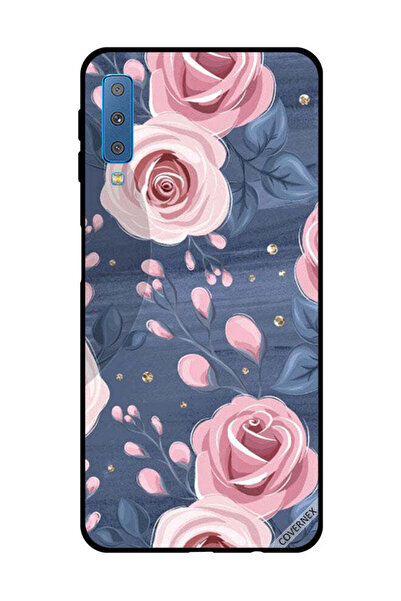 Covernex غطاء حماية لهاتف سامسونج جالاكسي A7 2018 بنقشة ورود وردية وأوراق رما...