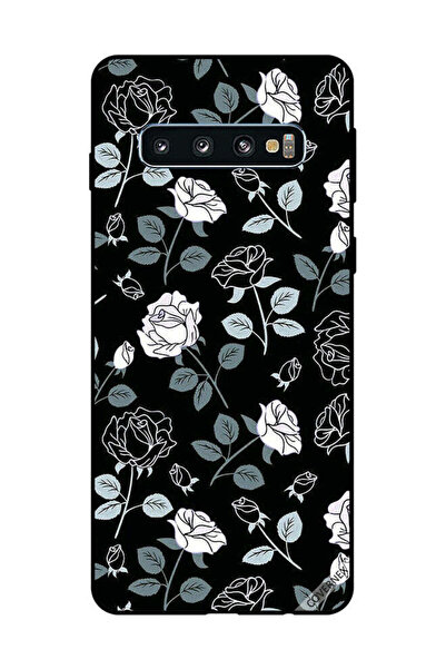 Covernex غطاء حماية لهاتف سامسونج جالاكسي S10 بنقشة زهور باللونين الأبيض والأسود
