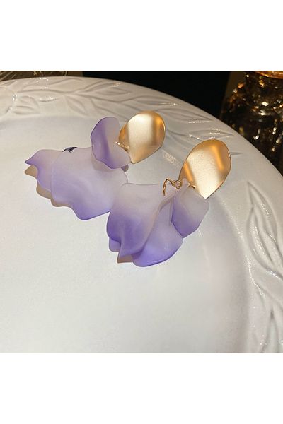 Choice purple Stylish Multicolored Flower Earrings For Woman Delicate Petal Tassel Stud Earring Temperament