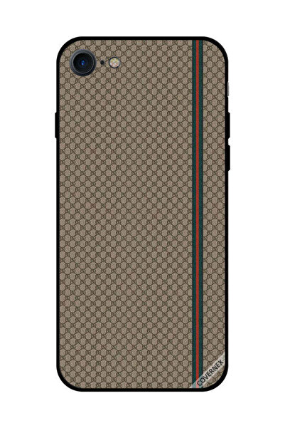 Covernex غطاء حماية لهاتف iPhone SE 2020 بخطوط حمراء وخضراء على نمط بني