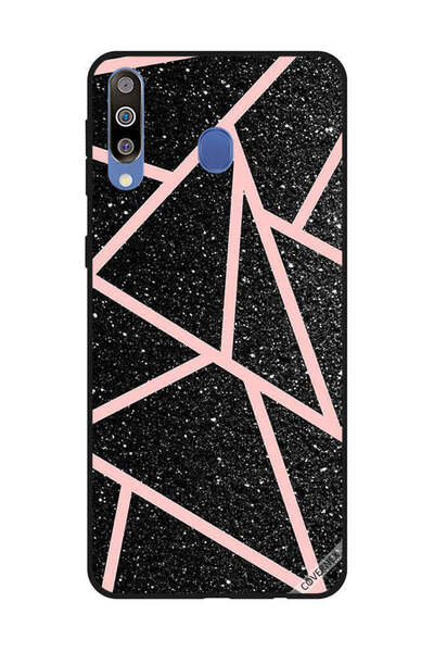 Covernex غطاء حماية لهاتف سامسونج جالاكسي M30 - أسود لامع، بنقشة مسارات وردية...