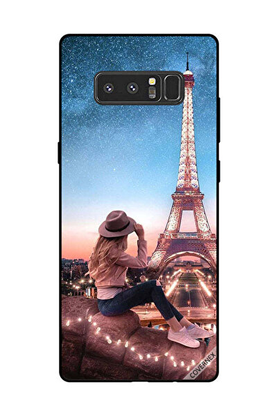 Covernex غطاء حماية لهاتف سامسونج جالاكسي نوت 8 - فتاة قبعة بنية اللون وبرج إ...