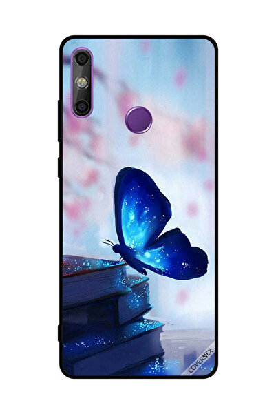 Covernex غطاء حماية لهاتف هواوي إنجوي 20E - فراشة زرقاء داكنة على الكتب