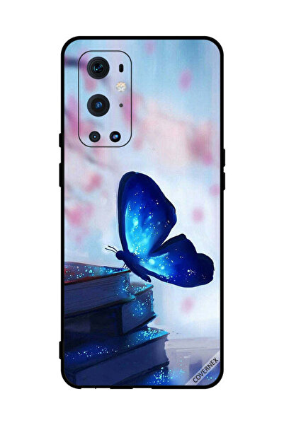 Covernex غطاء حماية لهاتف OnePlus 9 Pro - فراشة زرقاء داكنة على الكتب