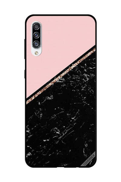 Covernex غطاء حماية لهاتف سامسونج جالاكسي A30s - أسود رخامي وشريط ذهبي