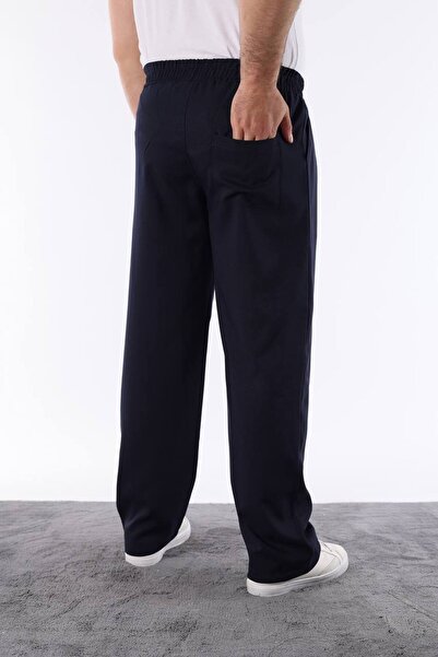 STOCX Men's Navy Blue Color Stylish Tie-Up High Waist Loose Cut Trousers