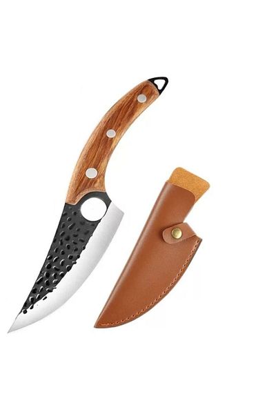 stuffix Japanese Knife, TarTek, Hand-Forged, Stainless Steel, Full Tang 27.5 cm, Brown Wooden Handle, Eco-Le