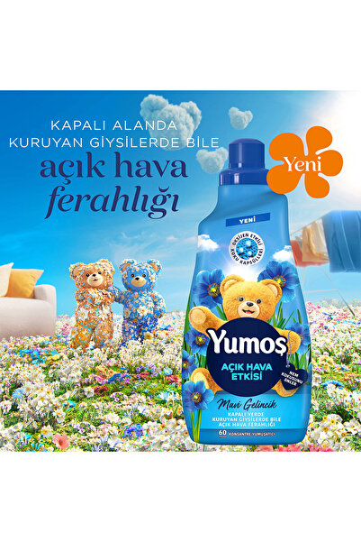 Yumoş Yumoş Açık Hava Etkisi Konsantre Çamaşır Yumuşatıcısı Mavi Gelincik 1440 Ml 60 Yıkama x1