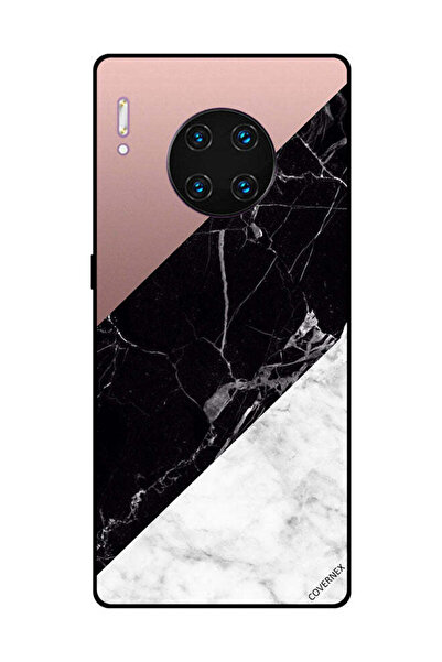Covernex غطاء حماية لهاتف هواوي ميت 30 برو، أبيض، أسود، رخام، بنمط سادة