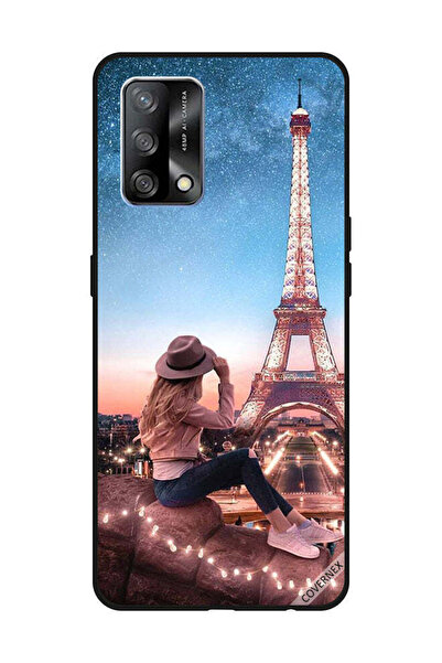 Covernex غطاء حماية لهاتف OPPO A74/F19 4G، فتاة قبعة بنية اللون وبرج إيفيل