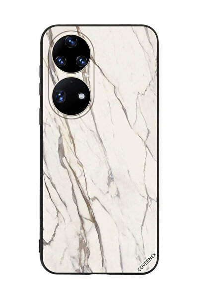Covernex غطاء حماية لهاتف هواوي بي 50 برو بنمط رخامي أبيض متشقق