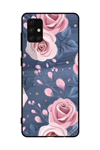 Covernex غطاء حماية لهاتف سامسونج جالاكسي A71 4G بنقشة ورود وردية وأوراق رماد...