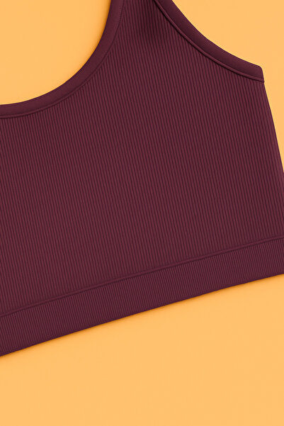 JENİKA Women's Purple Athlete Bustier – Padded, Ribbed, Casual Comfort, Suitable for Sports and Daily Use