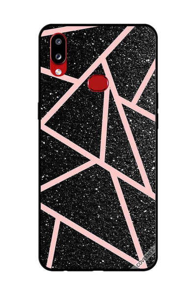 Covernex غطاء حماية لهاتف سامسونج جالاكسي A10s - أسود لامع، بنقشة مسارات وردي...