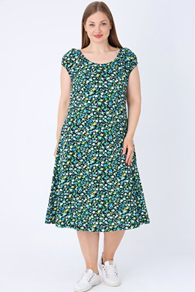 İntensive Γυναικείο φόρεμα με λουλουδάτο μοτίβο με τσέπες από βαμβακερό μεγάλο μέγεθος