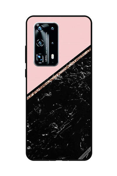 Covernex غطاء حماية لهاتف هواوي بي 40 برو بلس - أسود رخامي وشريط ذهبي