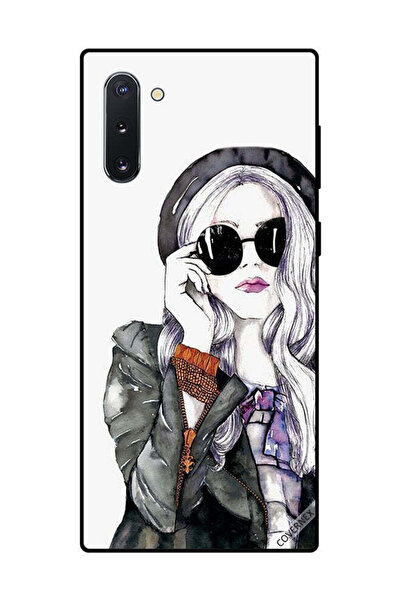 Covernex غطاء حماية لهاتف سامسونج جالكسي نوت 10، أسود، زجاجي، بتصميم فتاة لطيفة