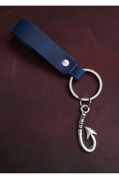BSN Store Hook Fisherman Symbol Keychain Hand Made Real Leather Keychain