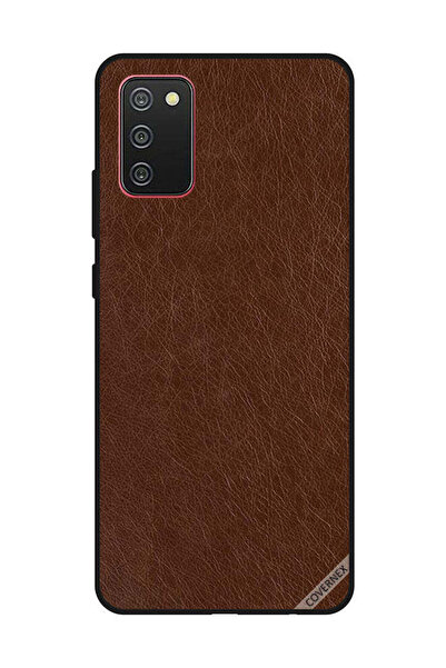 Covernex غطاء حماية لهاتف سامسونج جالاكسي A02s/F02s بنقشة جلد بني داكن
