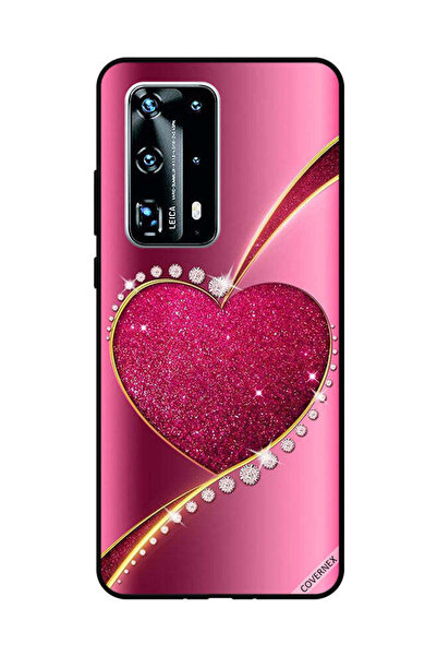 Covernex غطاء حماية لهاتف هواوي بي 40 برو بلس - قلب وردي لامع من الألماس