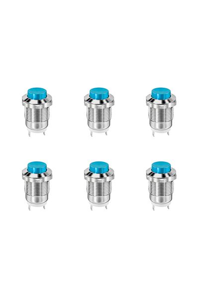 Choice Blue 6 PCS 6PCS 12mm Metal Push Button Switch High Head Momentary 1NO Self-reset Welding Feet