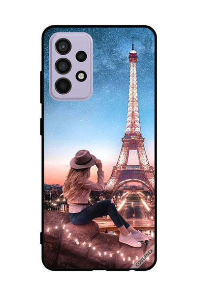 Covernex غطاء حماية لهاتف سامسونج جالاكسي A52s 5G، فتاة قبعة بنية وبرج إيفيل